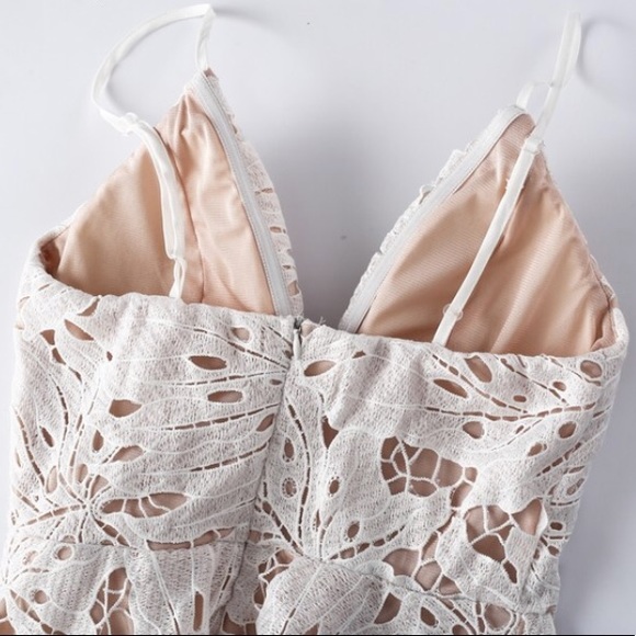 Ivory Crochet Palm Hi Low Asymmetrical Dress - Picture 3 of 3